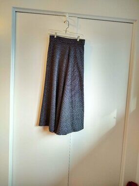 vintage 80s palazzo wide leg flowy black silver metallic sparkly pants culottes